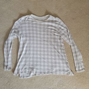 J Jill Pima Tee Top Women's L Plaid Crew-Neck Long Sleeve Pima Cotton
